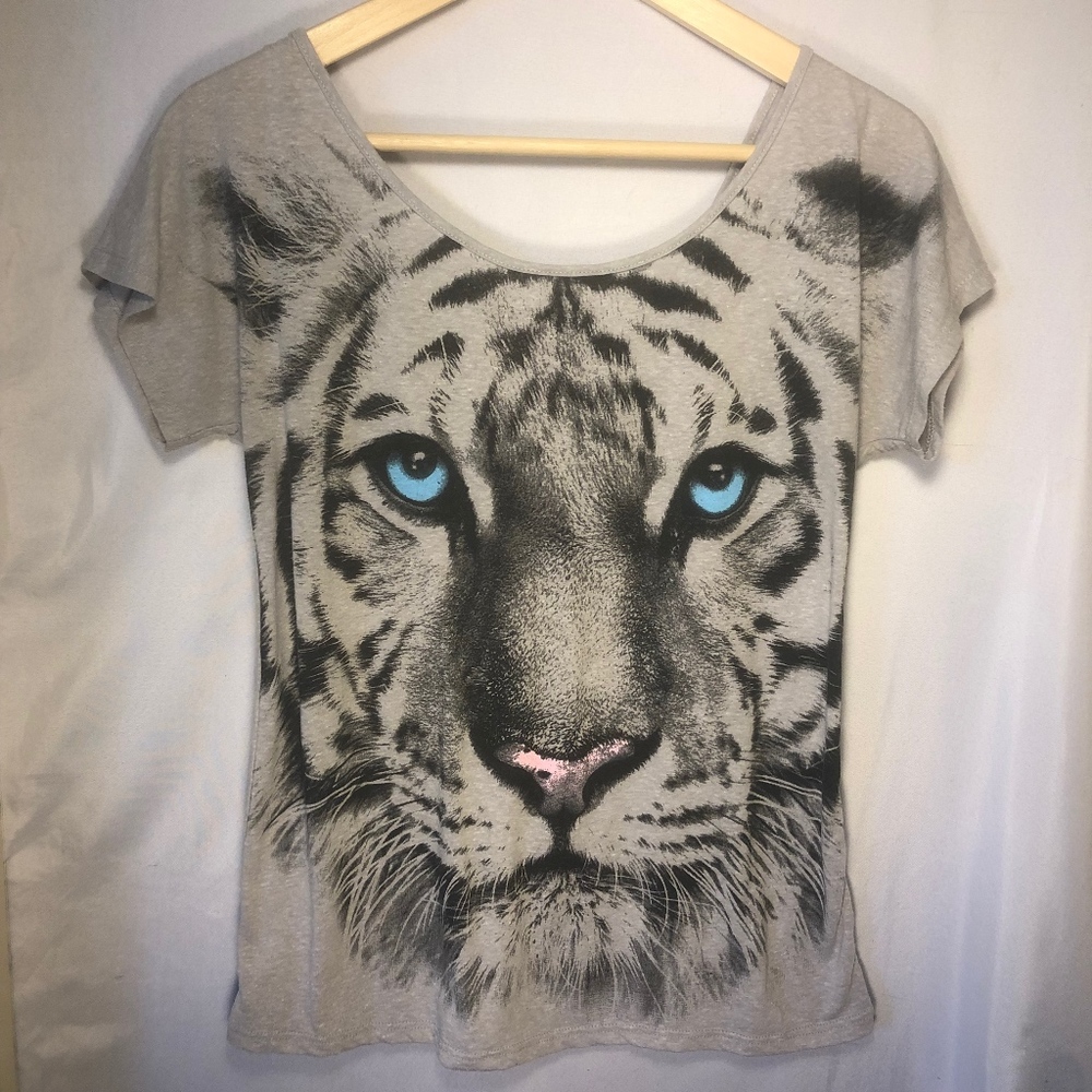 Copper Key Gray and Black Tiger Strappy Top